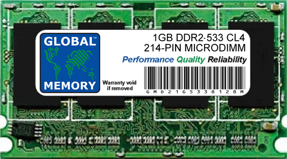 1GB DDR2 533MHz PC2-4200 214-PIN MICRODIMM MEMORY RAM FOR LAPTOPS/NOTEBOOKS